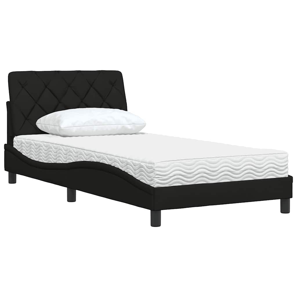 Cama com colchão 100x200 cm tecido preto