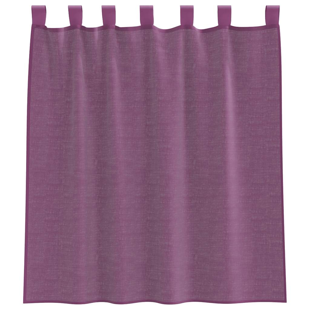 Cortinas de voile com laços 2 pcs roxo 140x140 cm