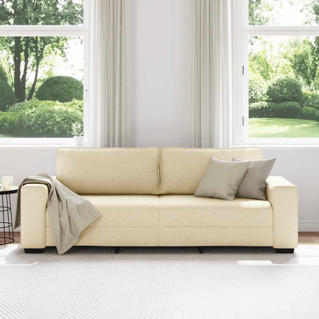 Sofá de 3 lugares tecido 220x77x82 cm cor creme