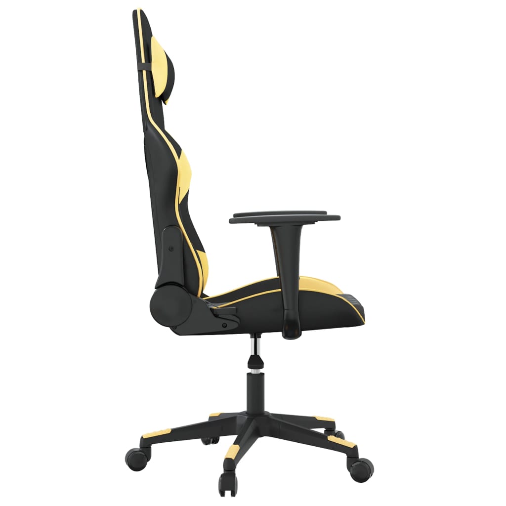Cadeira gaming massagens couro artificial preto e dourado