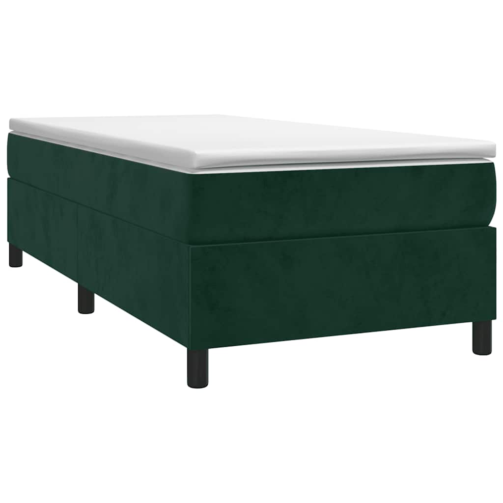 Cama com molas/colchão 90x190 cm veludo verde-escuro