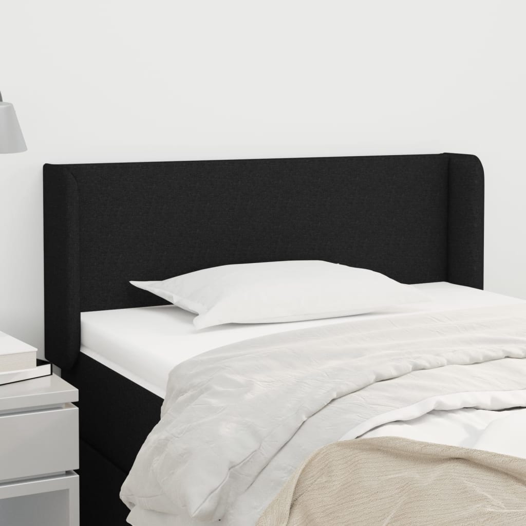 Cabeceira de cama c/ abas tecido 103x16x78/88 cm preto