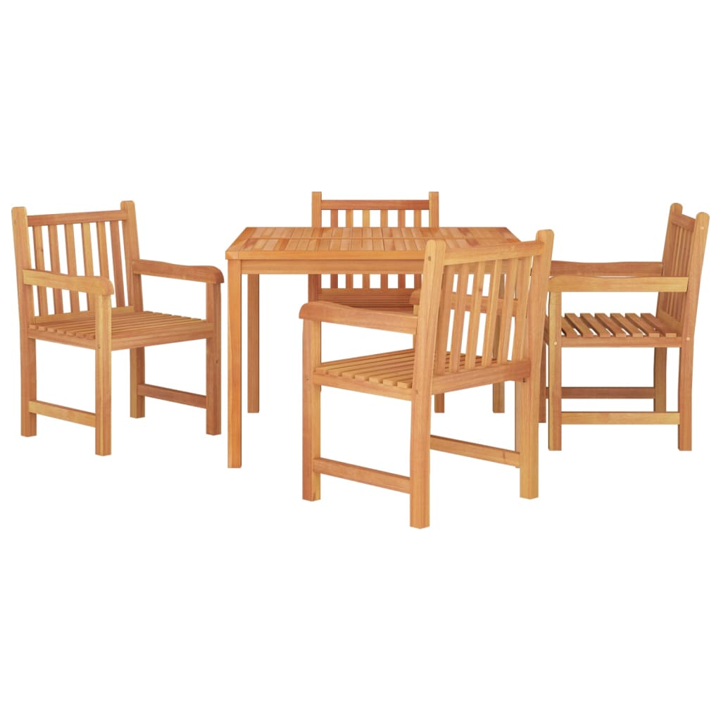 5 Pcs conjunto de jantar p/ jardim madeira de teca maciça