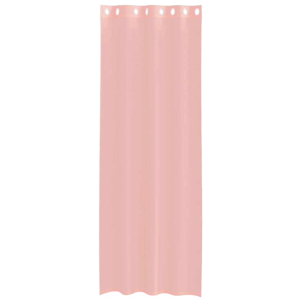 Cortinas de voile com ilhós 2 pcs rosa 140x300 cm
