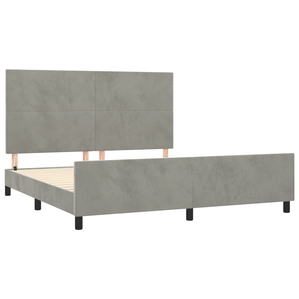 Estrutura de cama sem colchão 160x200 cm veludo cinzento-claro