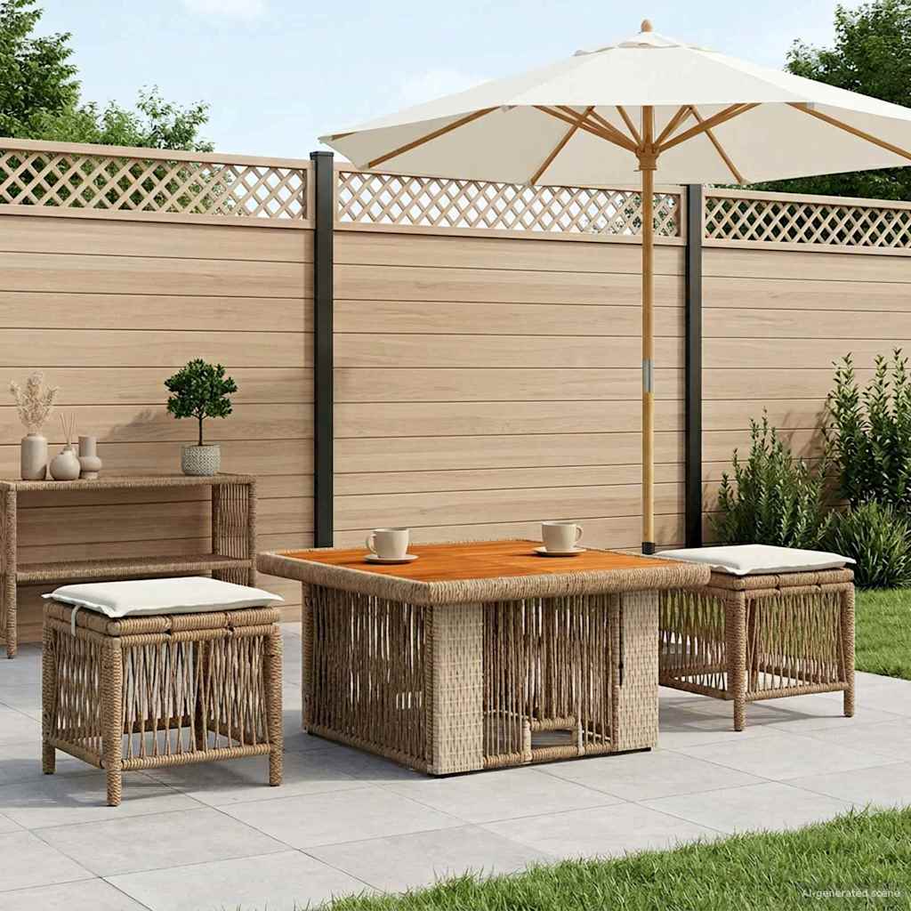 Conjunto de jantar para jardim 3 unid. bege e creme vime PE
