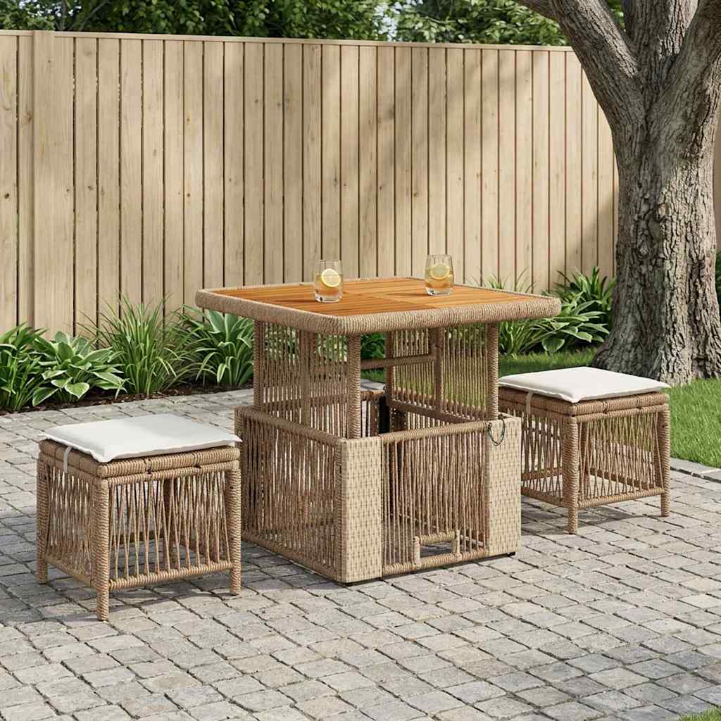 Conjunto de jantar para jardim 3 unid. bege e creme vime PE