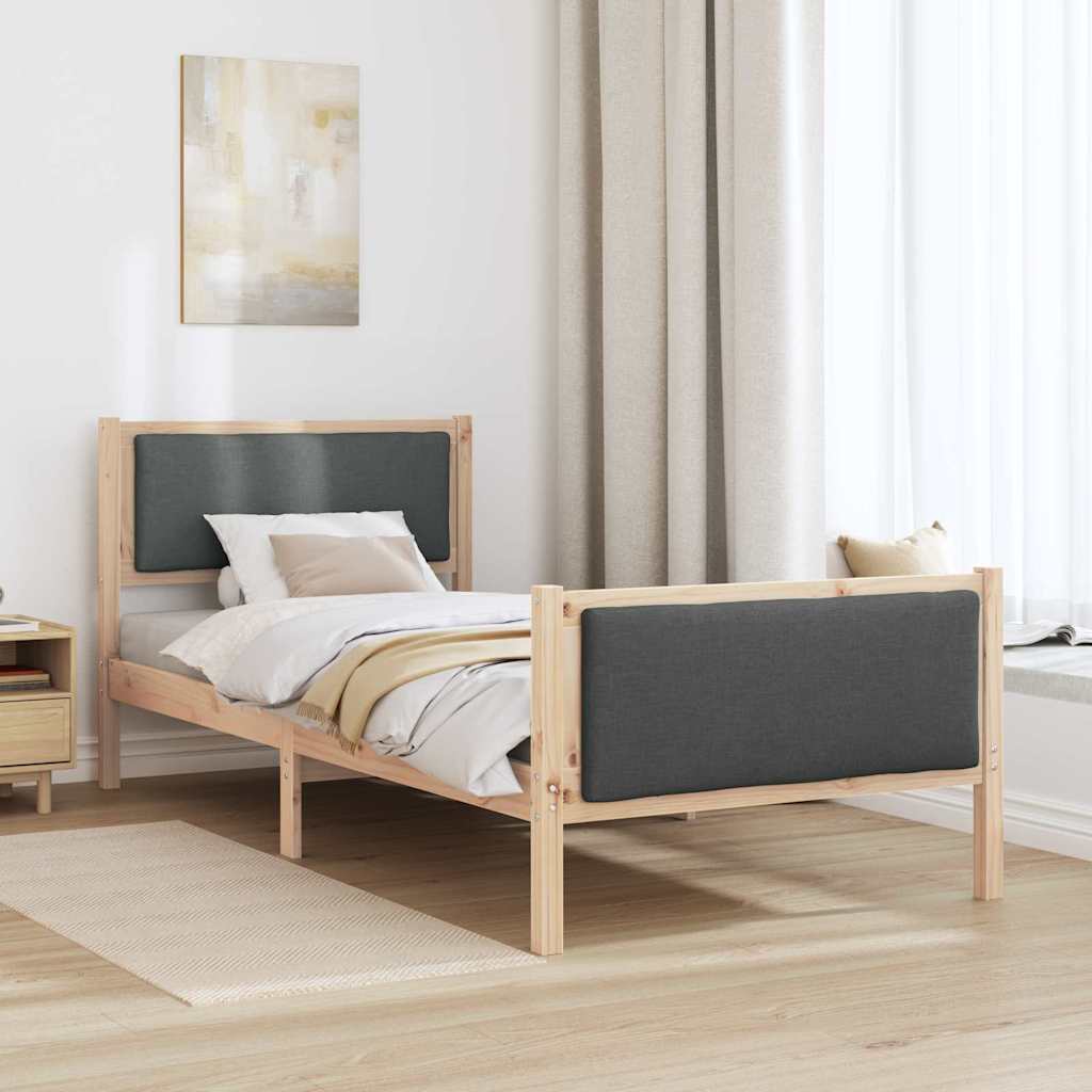 Estrutura da cama com cabeceira cinza escuro 90 x 190 cm tecido