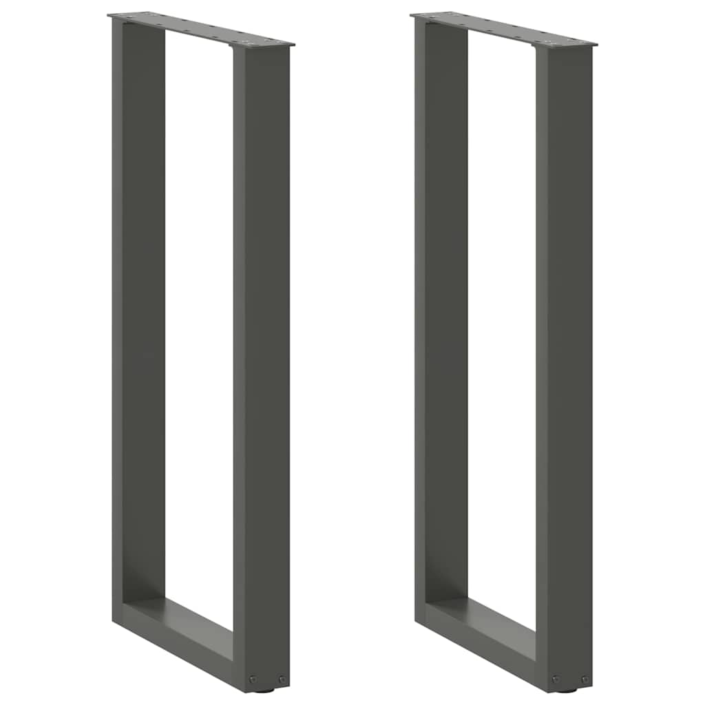 Pés para mesa de bar em formato de u, 2 peças, antracite, 40x(100-101) cm, aço