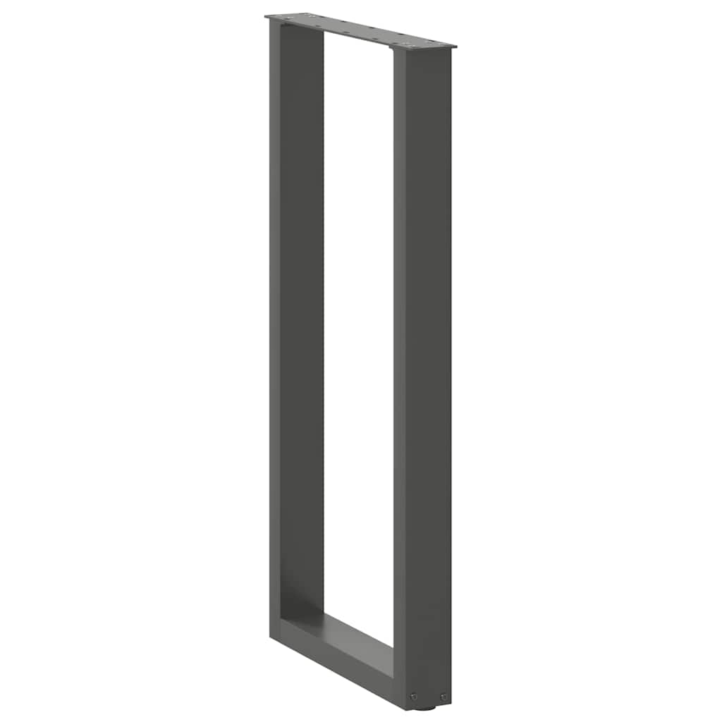Pés para mesa de bar em formato de u, 2 peças, antracite, 40x(100-101) cm, aço