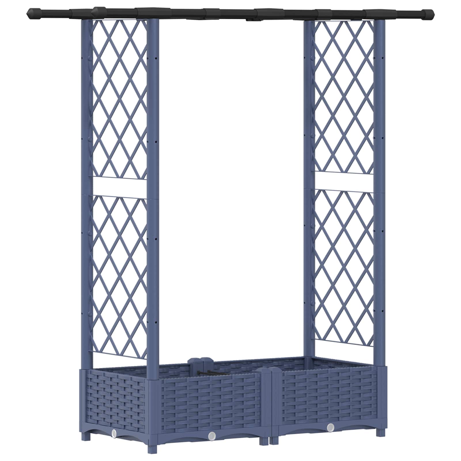 Cama elevada com treliça e telhado cinzento 122,5 x 40 x 121 cm