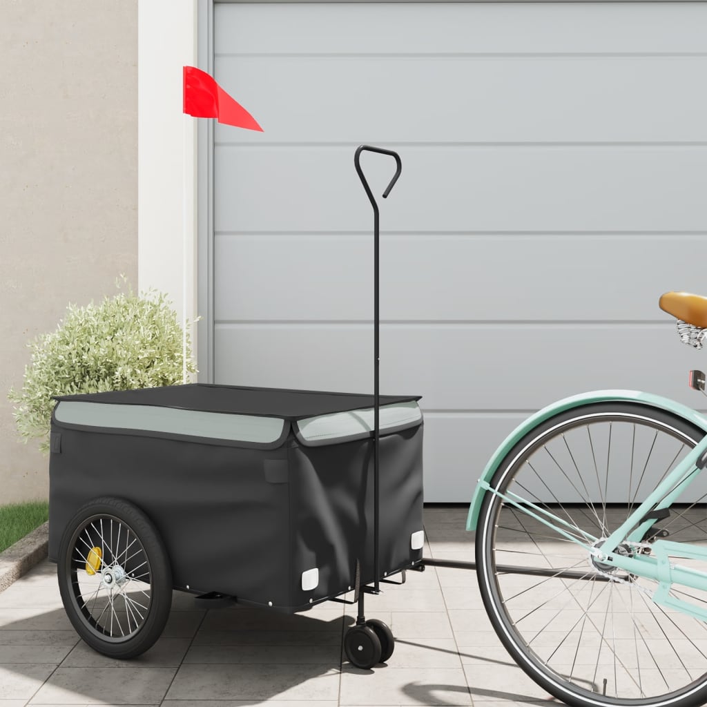 Reboque para bicicleta 30 kg ferro preto e cinza
