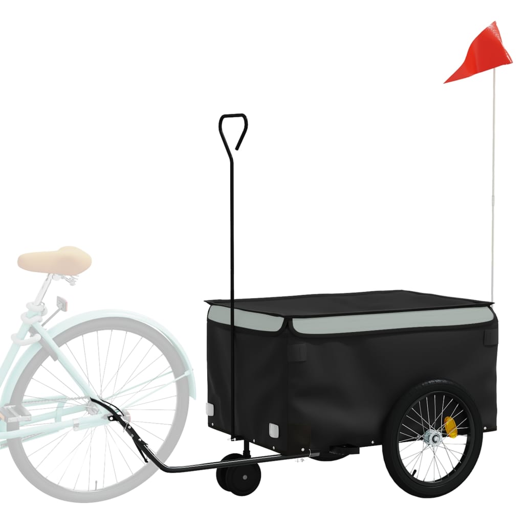 Reboque para bicicleta 30 kg ferro preto e cinza