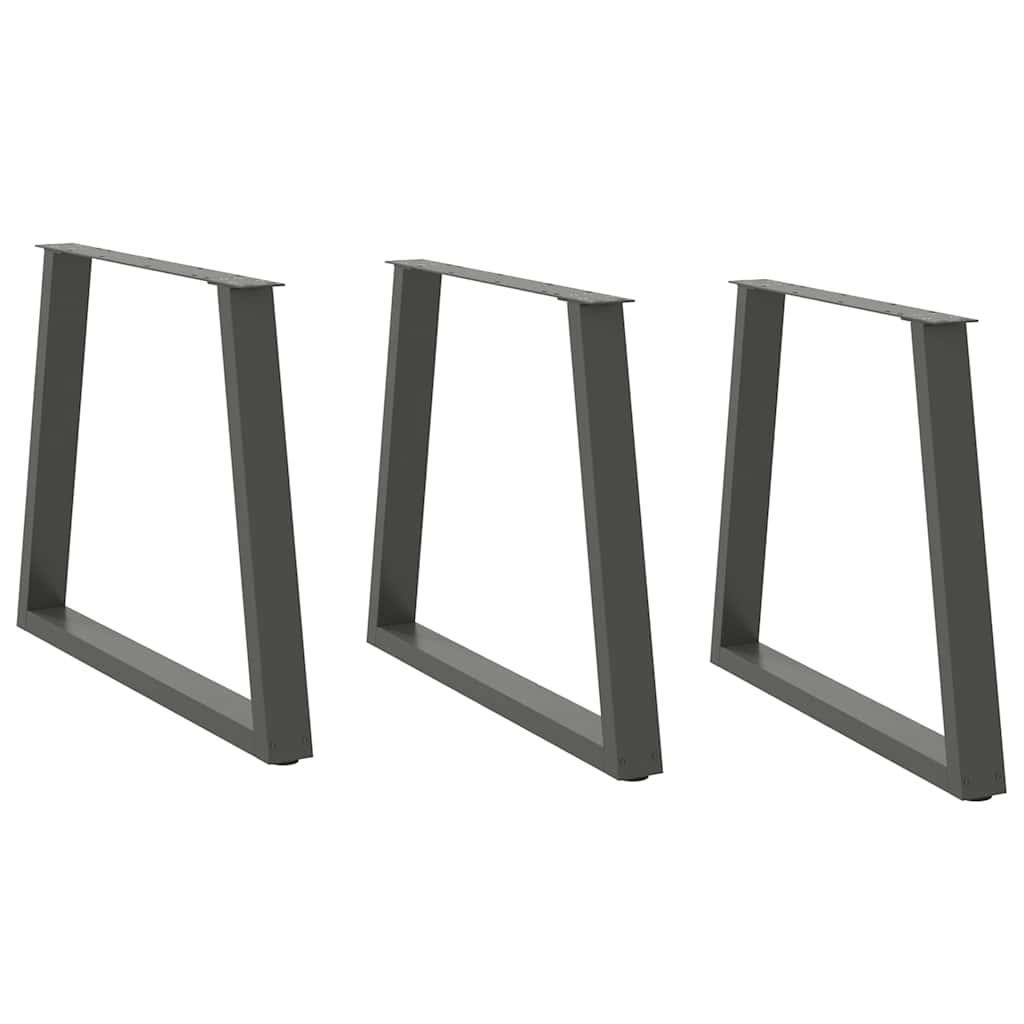 Pés para mesa de jantar em forma de v, 3 peças, antracite, 80x(72-73,3) cm, aço