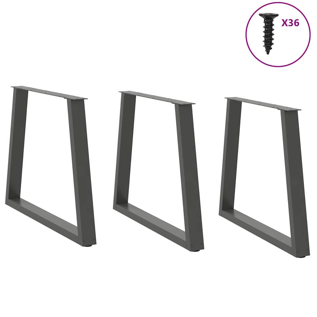 Pés para mesa de jantar em forma de v, 3 peças, antracite, 80x(72-73,3) cm, aço