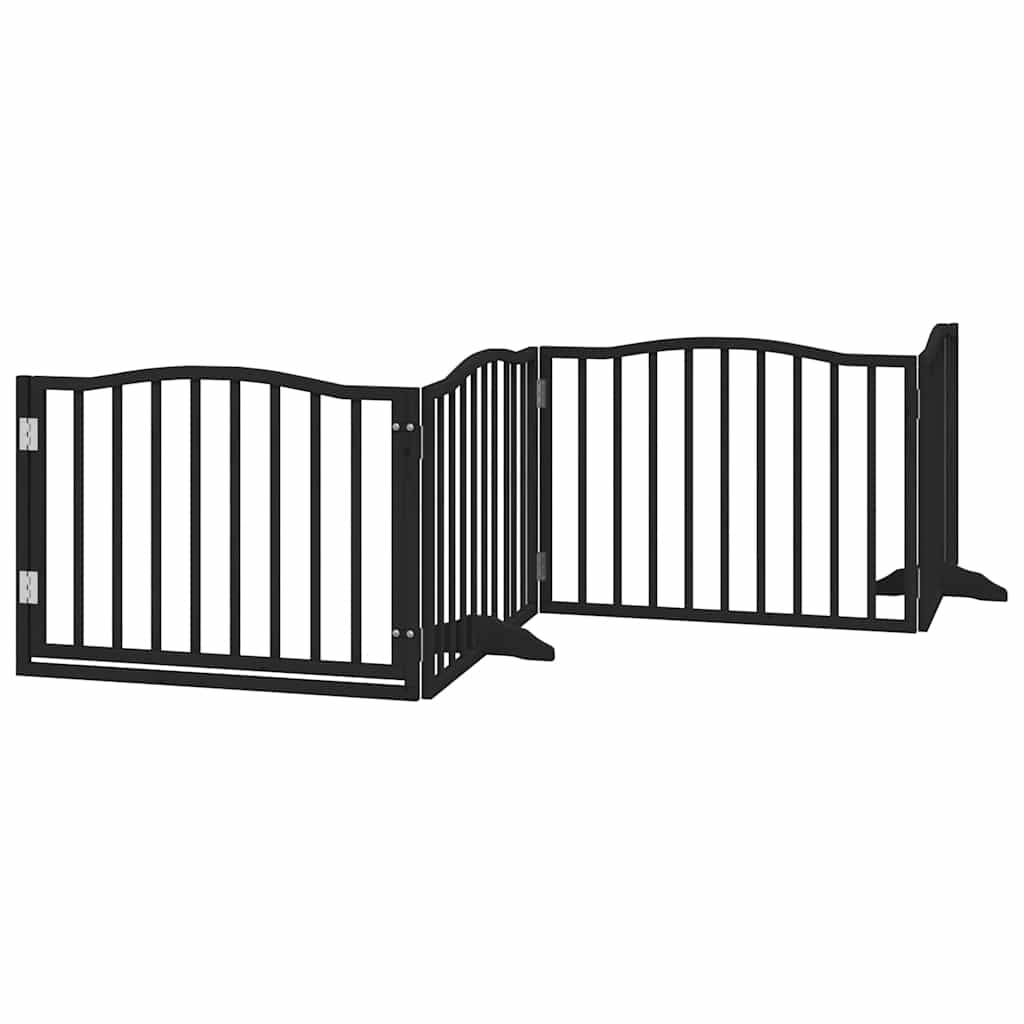 Portão p/ cães com porta dobrável 8 painéis 640 cm álamo preto