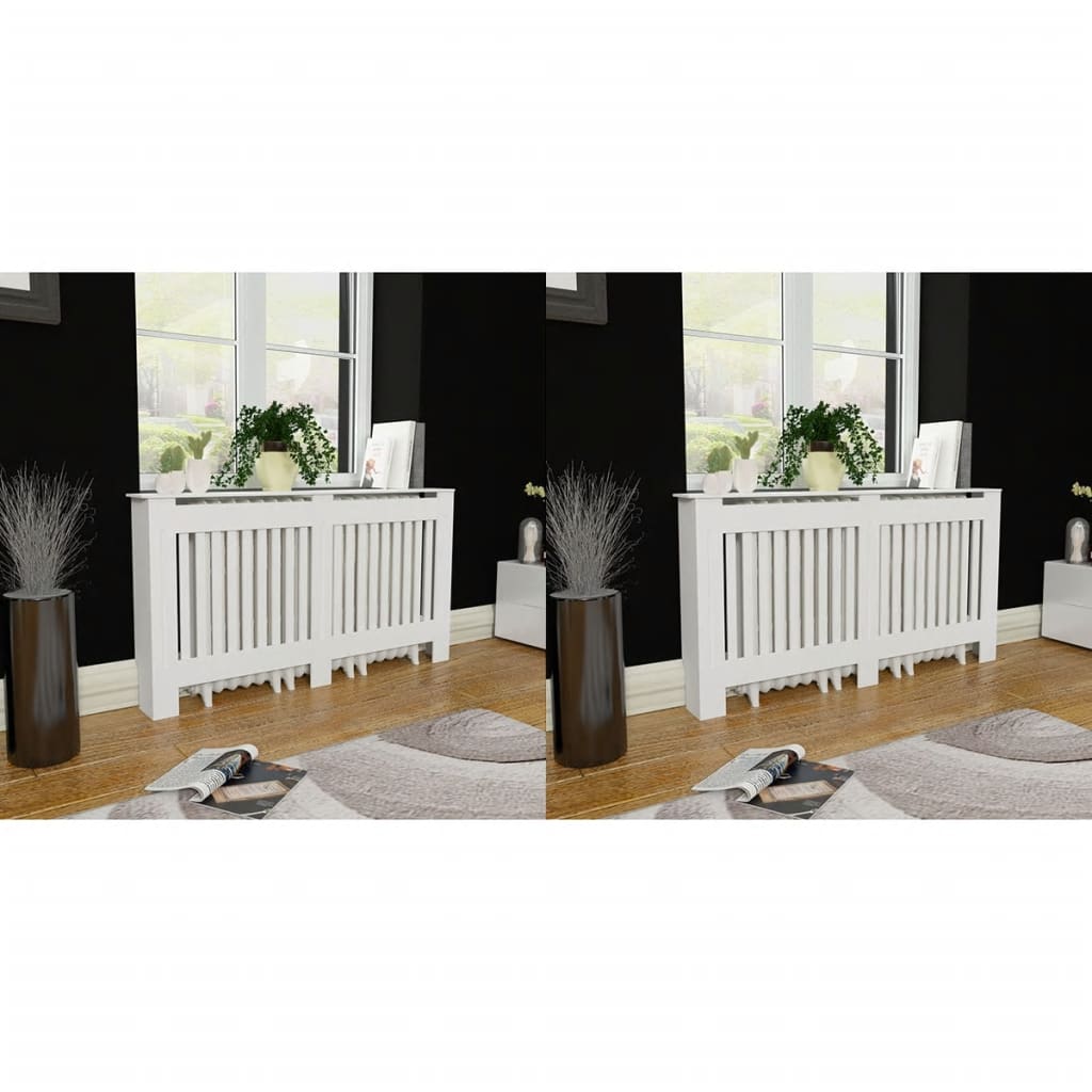 Coberturas de radiador 2 pcs derivados madeira 152 cm branco