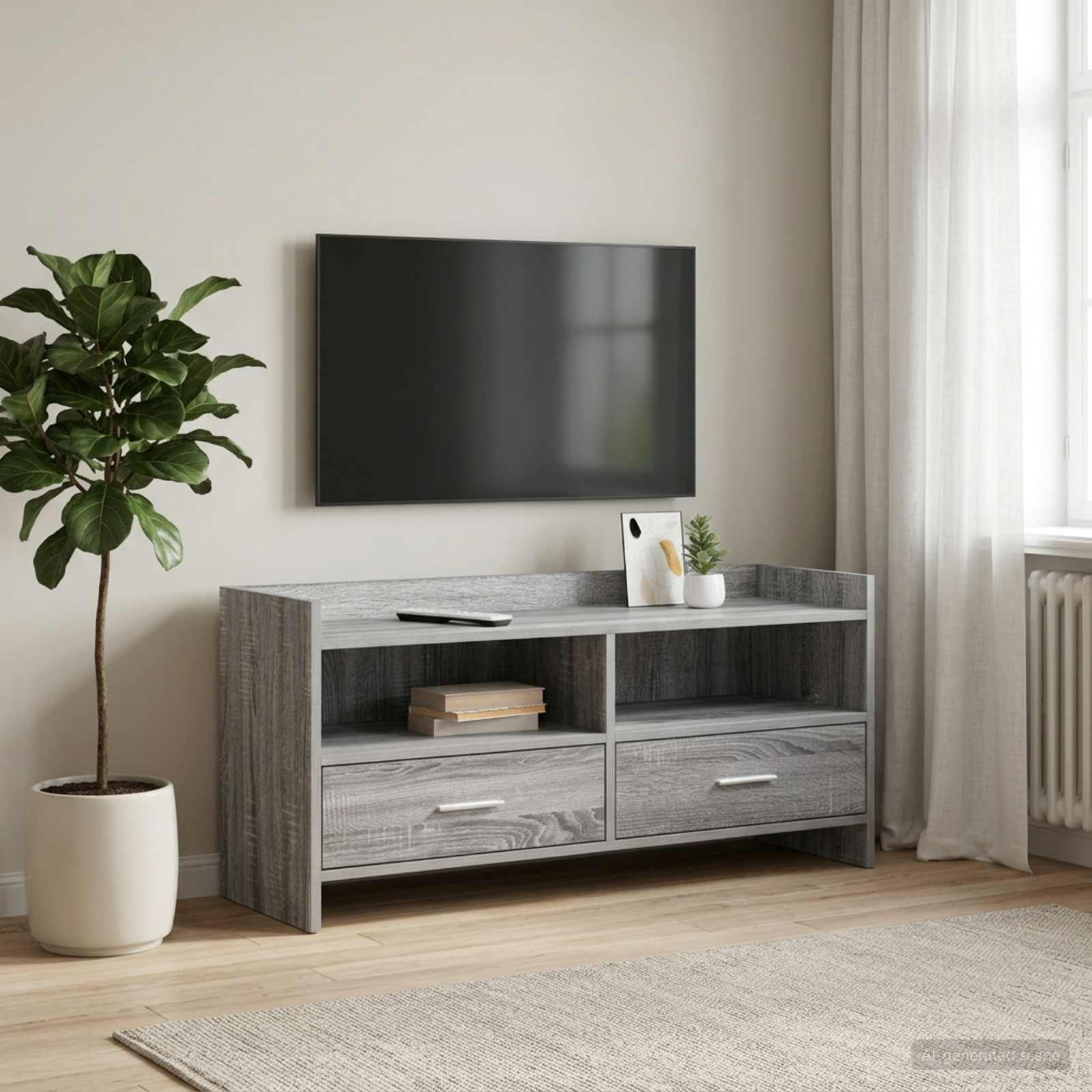 Gabinete para TV 100 x 33 x 47 cm sonoma cinzento