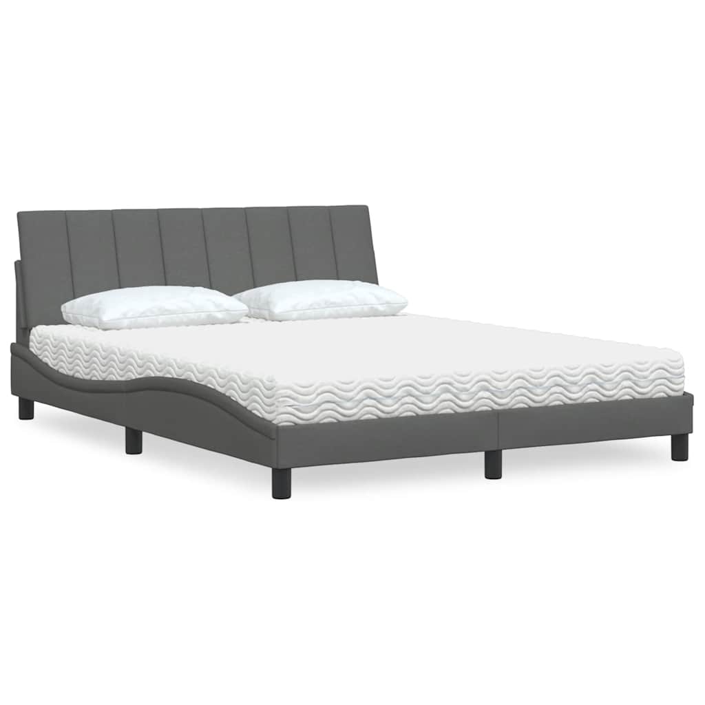 Cama com colchão hanko 160x200 cm tecido cinzento-escuro