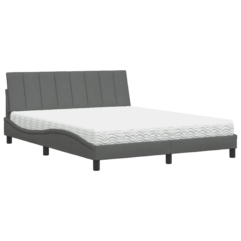 Cama com colchão hanko 160x200 cm tecido cinzento-escuro