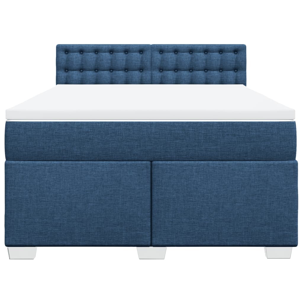 Cama com molas/colchão 160x200 cm tecido azul