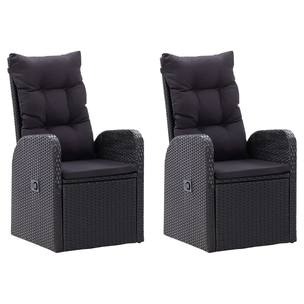 9 Pcs conjunto de jantar para jardim com almofadões preto