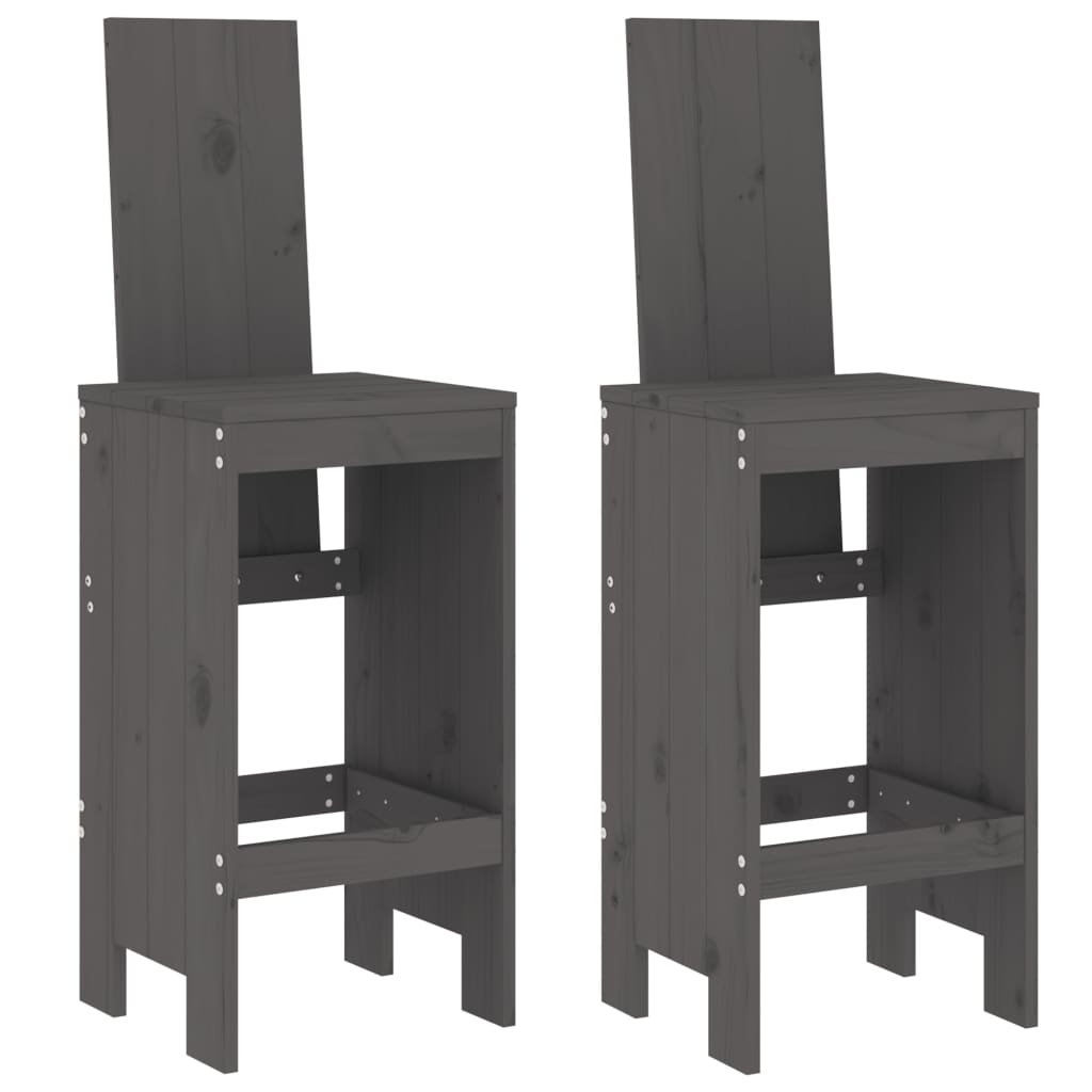 3 Pcs conjunto de bar para jardim pinho maciço cinzento