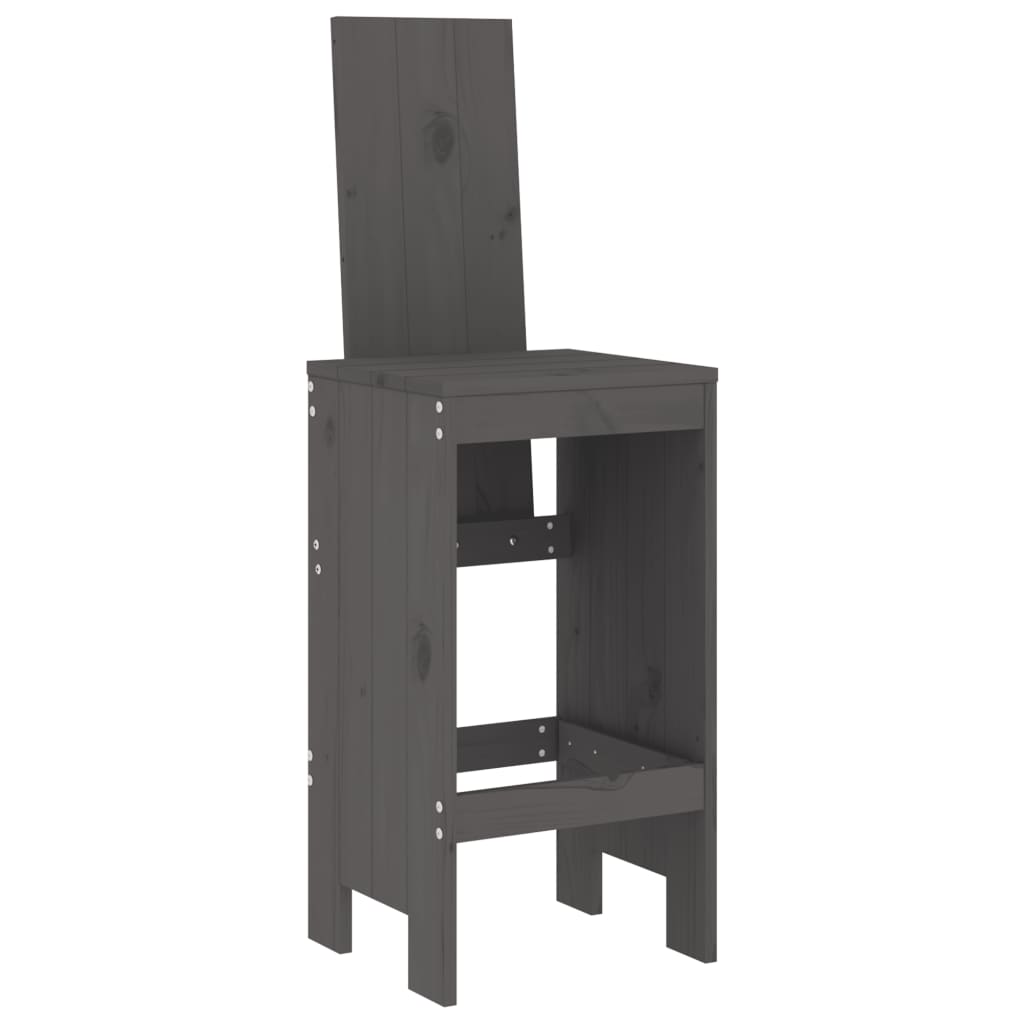 3 Pcs conjunto de bar para jardim pinho maciço cinzento