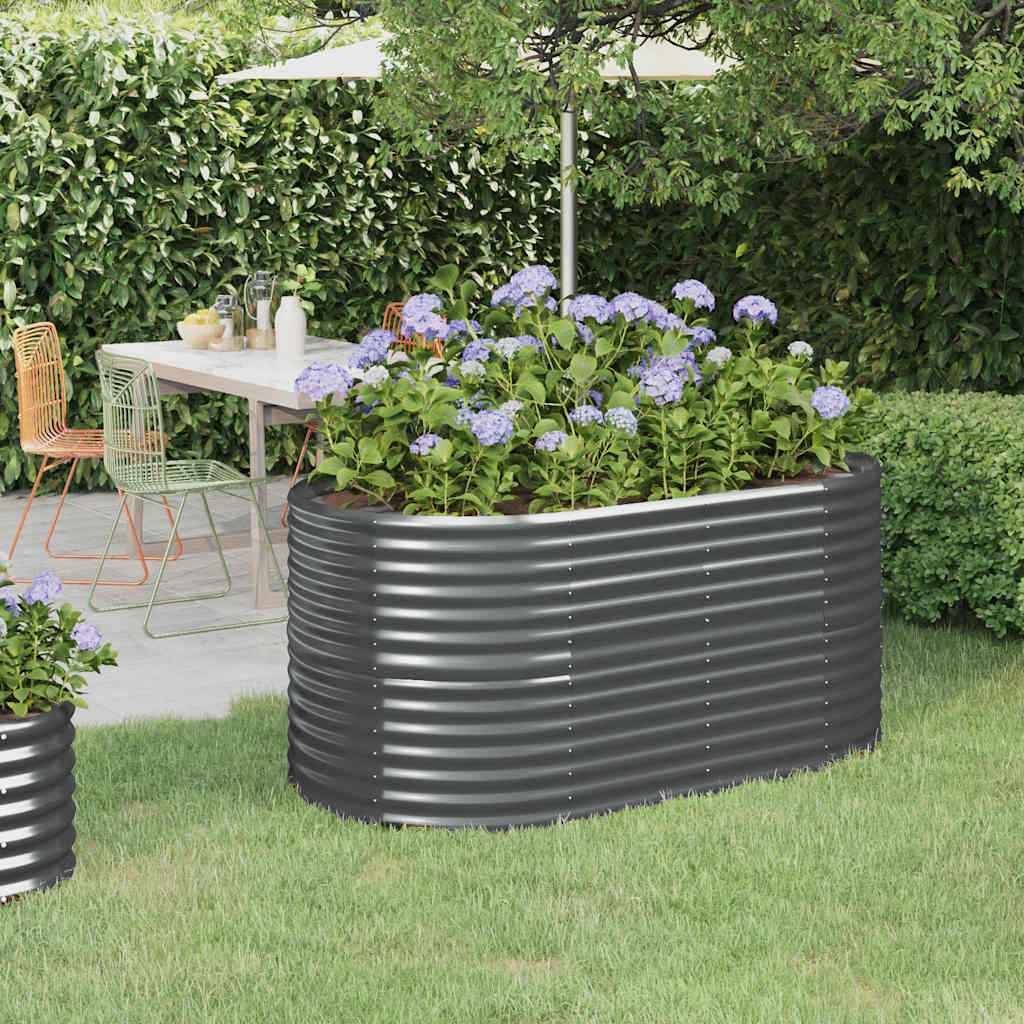 Canteiro elevado jardim 152x80x68 aço galvanizado antracite
