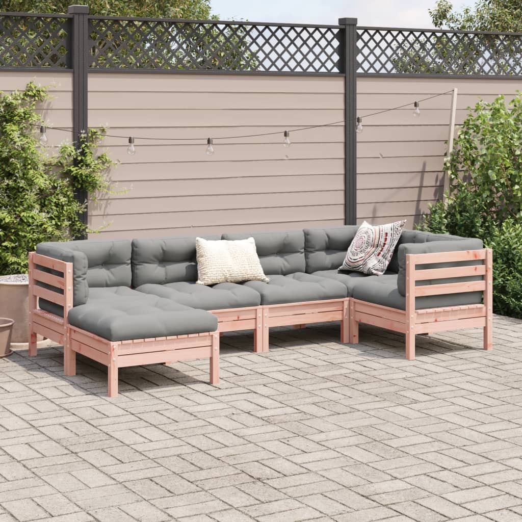 6 Pcs conj. sofás jardim c/ almofadões madeira abeto-de-douglas