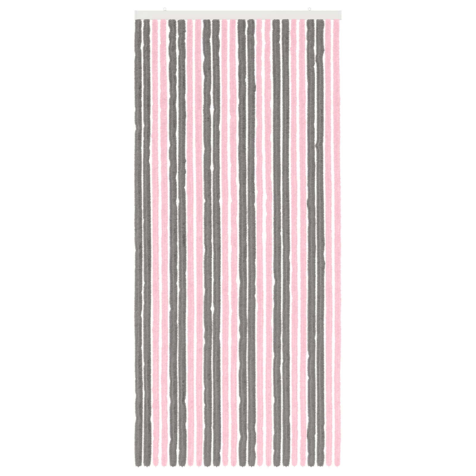 Cortina de insetos chenille cinza prata e rosa 100 x 220 cm
