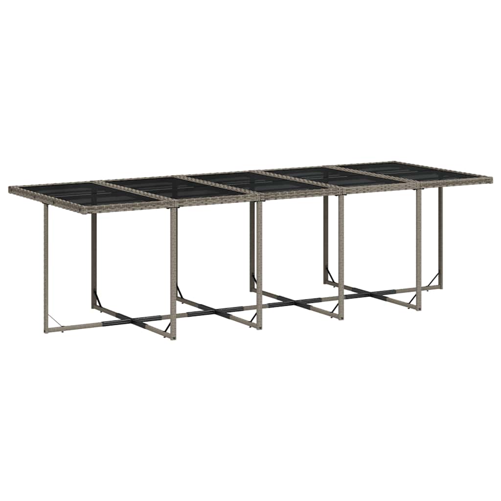 11 Pcs conjunto jantar p/ jardim c/ almofadões vime PE cinzento