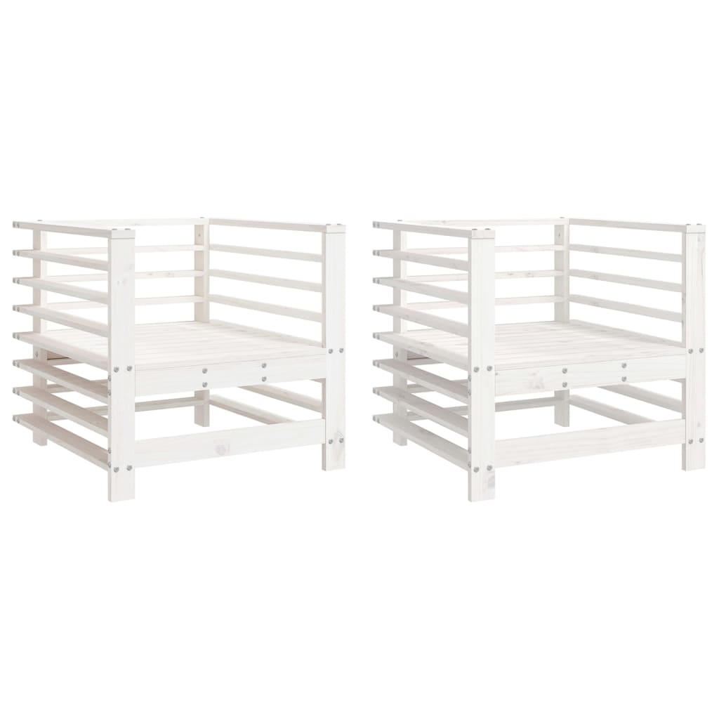 Cadeiras de jardim 2 pcs madeira de pinho maciça branco