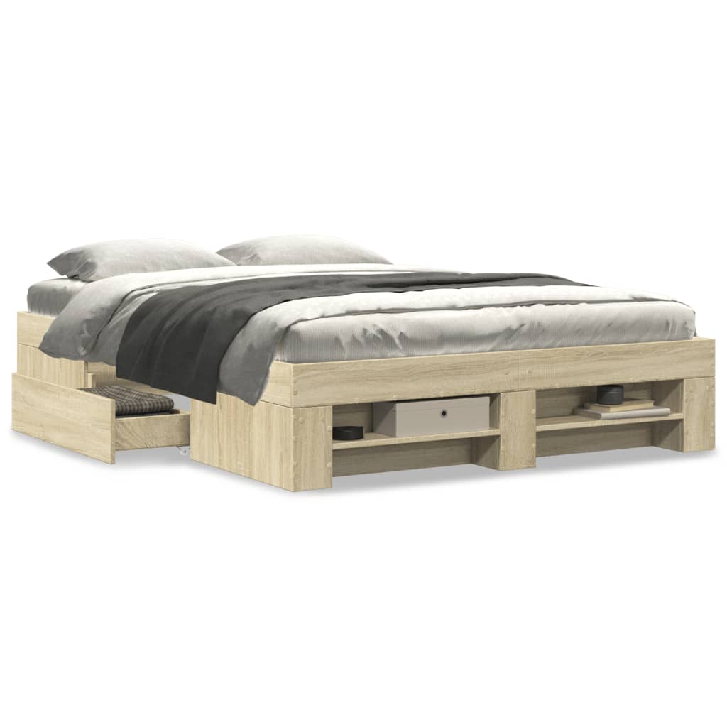 Estrutura cama s/ colchão derivados de madeira carvalho sonoma