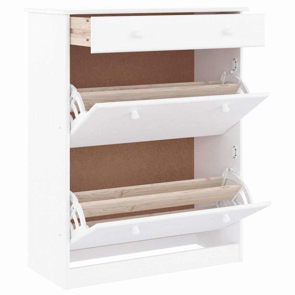 Sapateira alta 77x35x96 cm madeira de pinho maciça branco