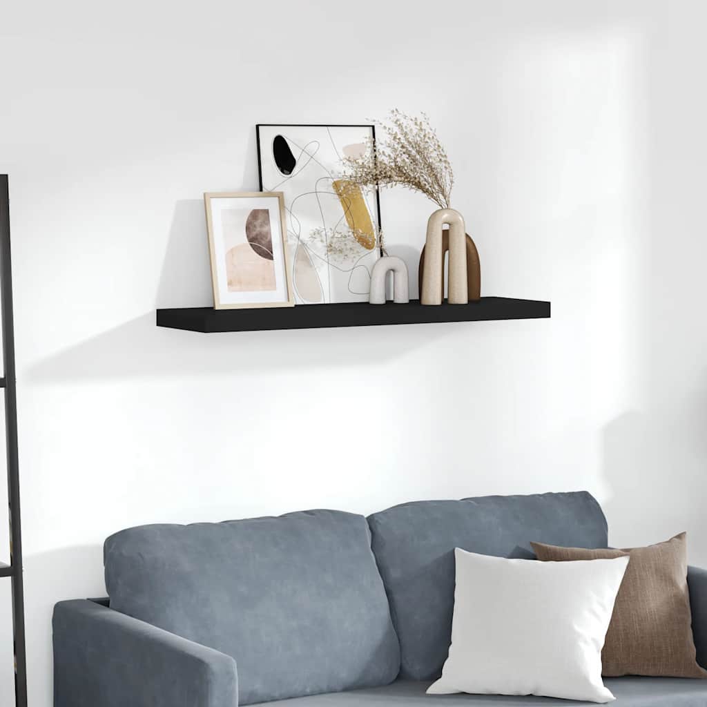Prateleira de parede suspensa 90x23,5x3,8 cm MDF preto