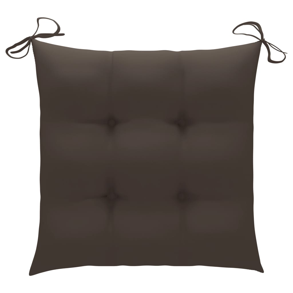 Cadeiras de jardim c/ almofadões cinza-acast. 3 pcs teca maciça
