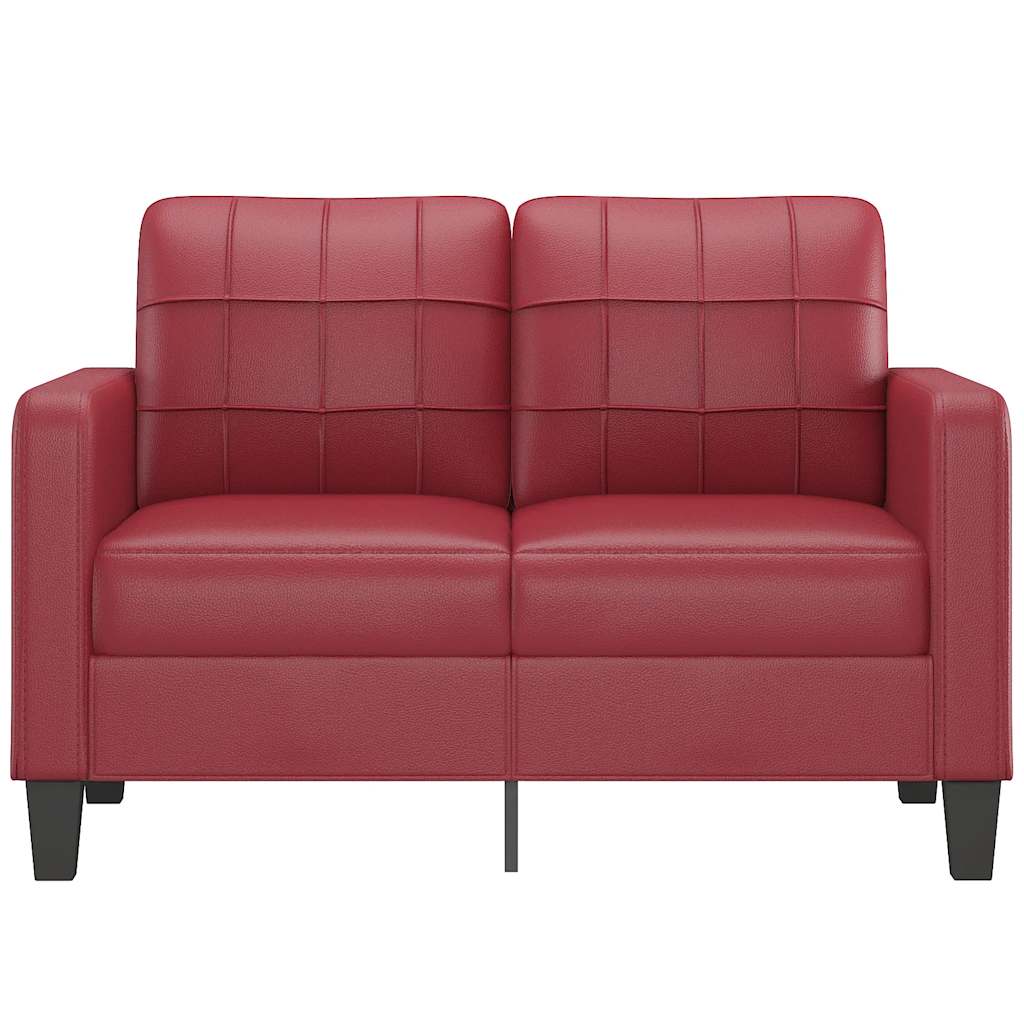 Sofá de 2 lugares 120 cm couro artificial vermelho tinto