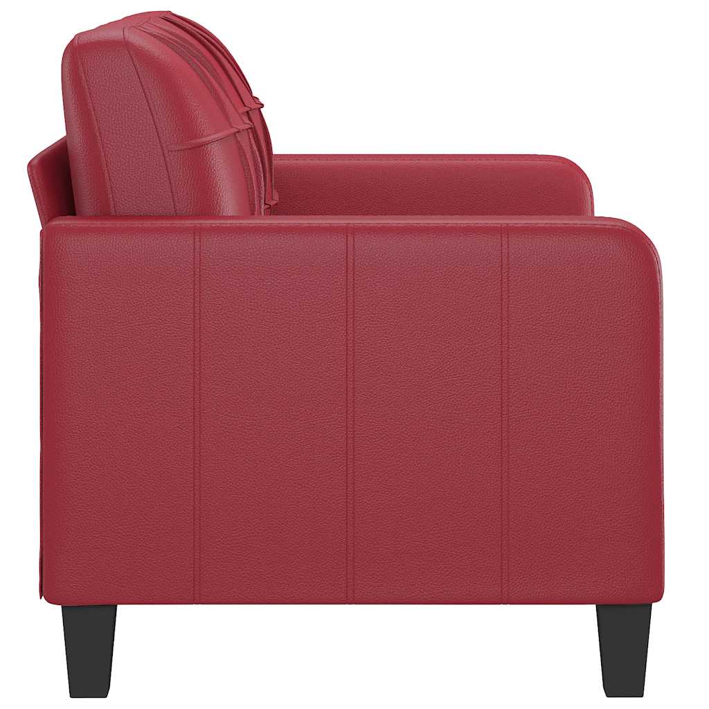 Sofá de 2 lugares 120 cm couro artificial vermelho tinto