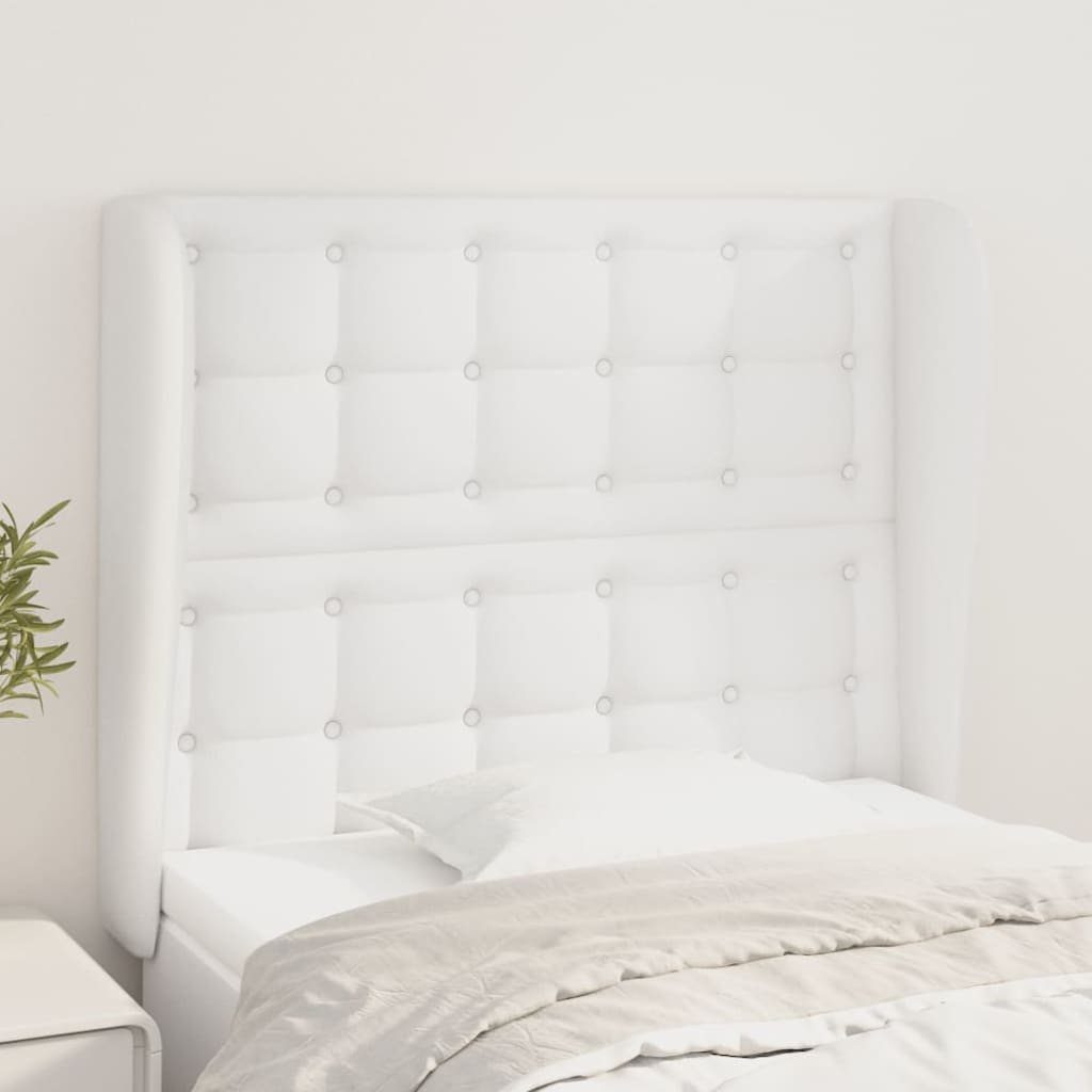 Cabeceira cama c/ abas couro artificial 83x23x118/128 cm branco