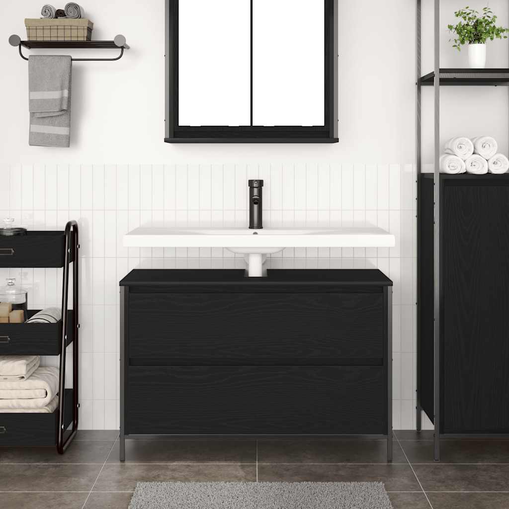 Armário para lavatório com gavetas, carvalho preto, 90x34,5x60 cm