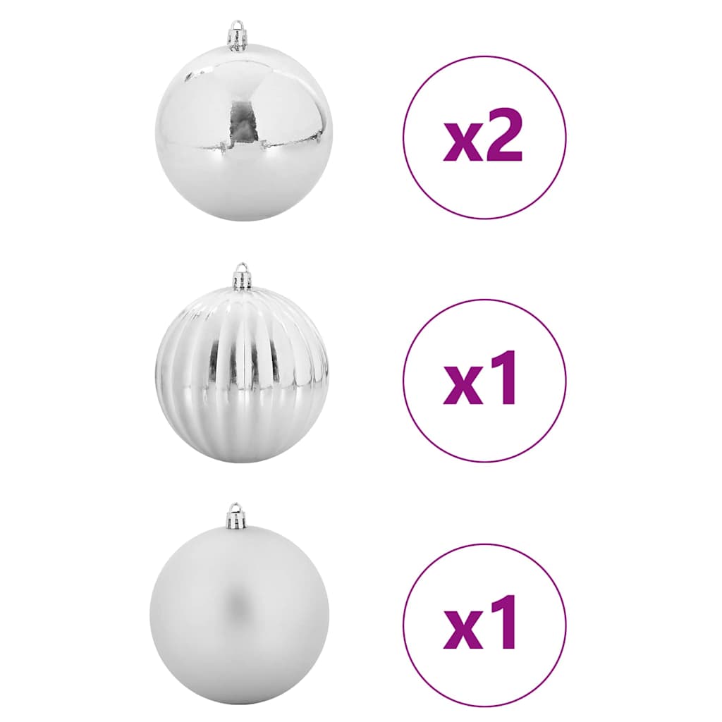 Conjunto de bolas de natal xxl 4 unid. prateado ø 20 cm leds