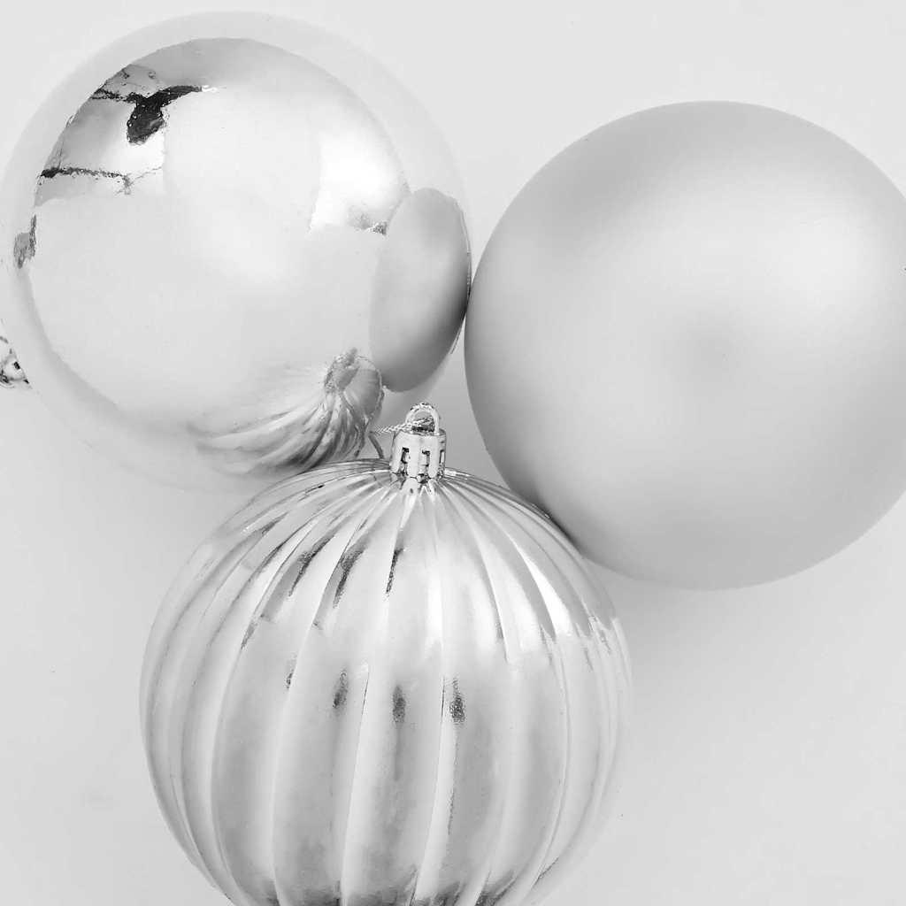 Conjunto de bolas de natal xxl 4 unid. prateado ø 20 cm leds