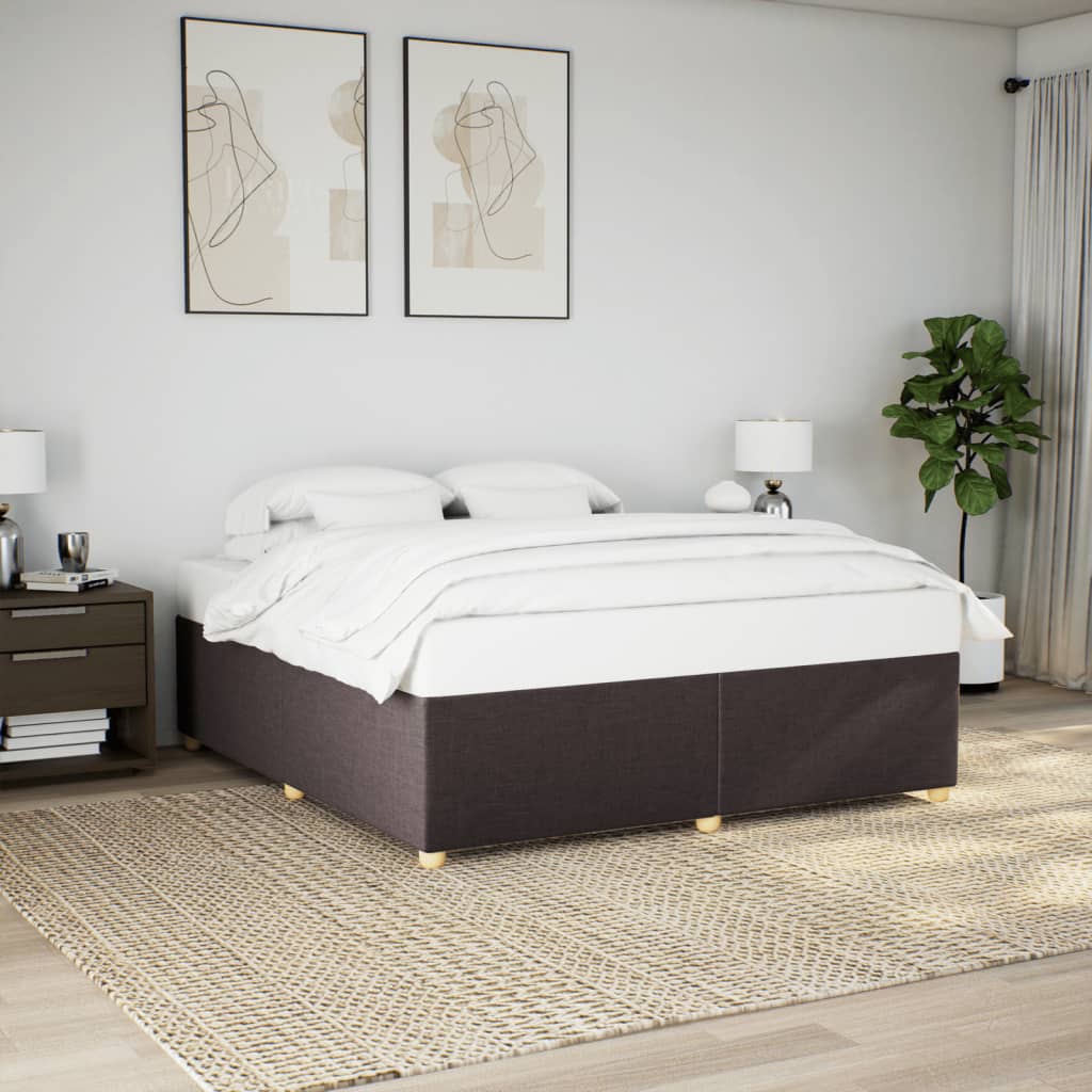 Estrutura de cama sem colchão 180x200 cm tecido castanho-escuro