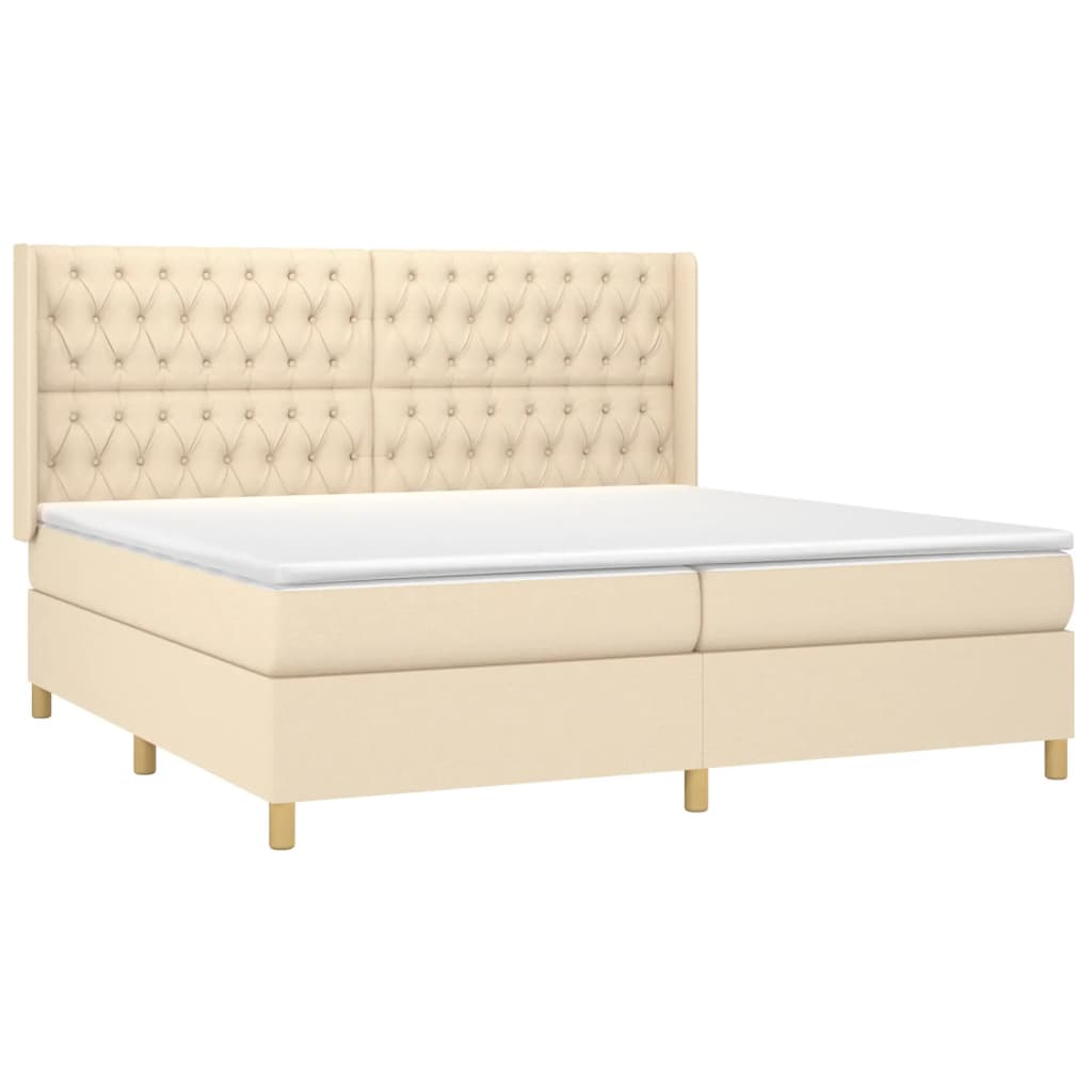 Cama com molas/colchão 200x200 cm tecido cor creme