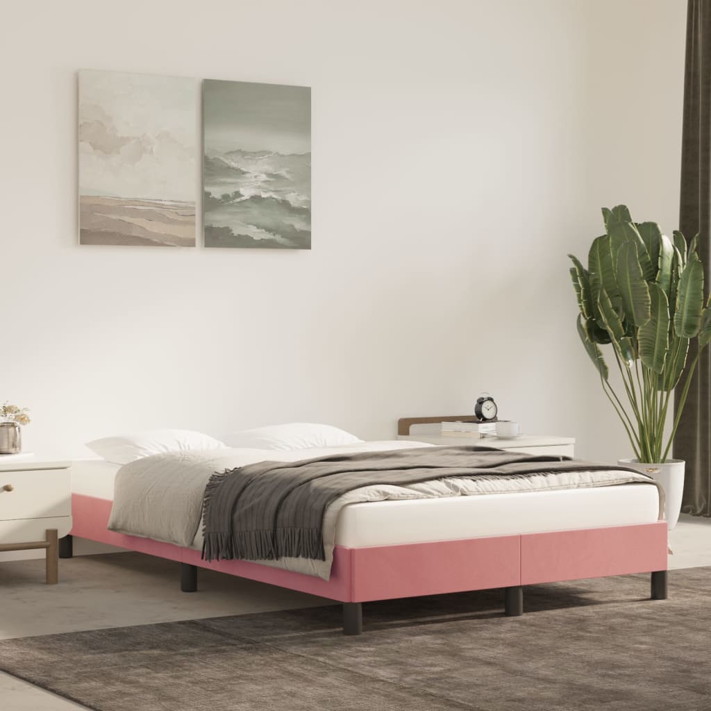 Estrutura de cama sem colchão 120x190 cm veludo rosa