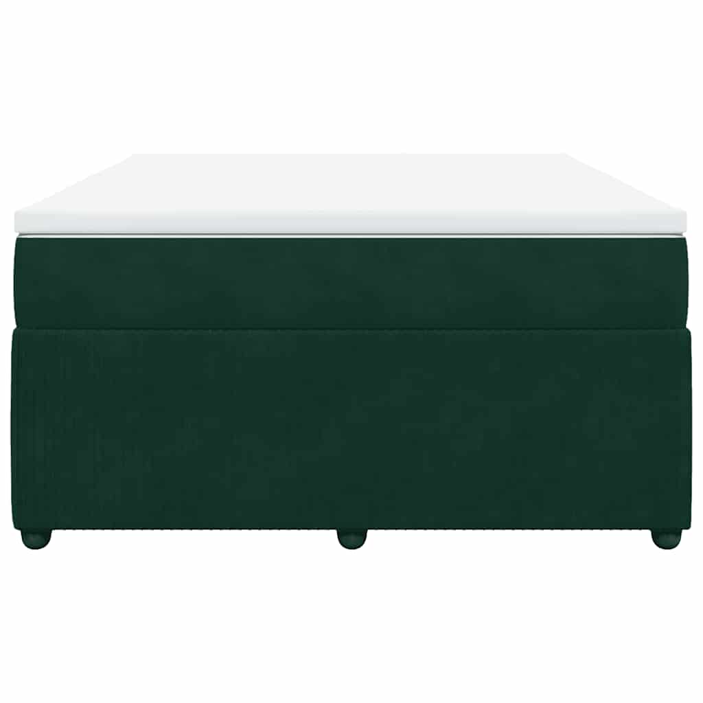 Cama com molas/colchão 140x190 cm veludo verde-escuro