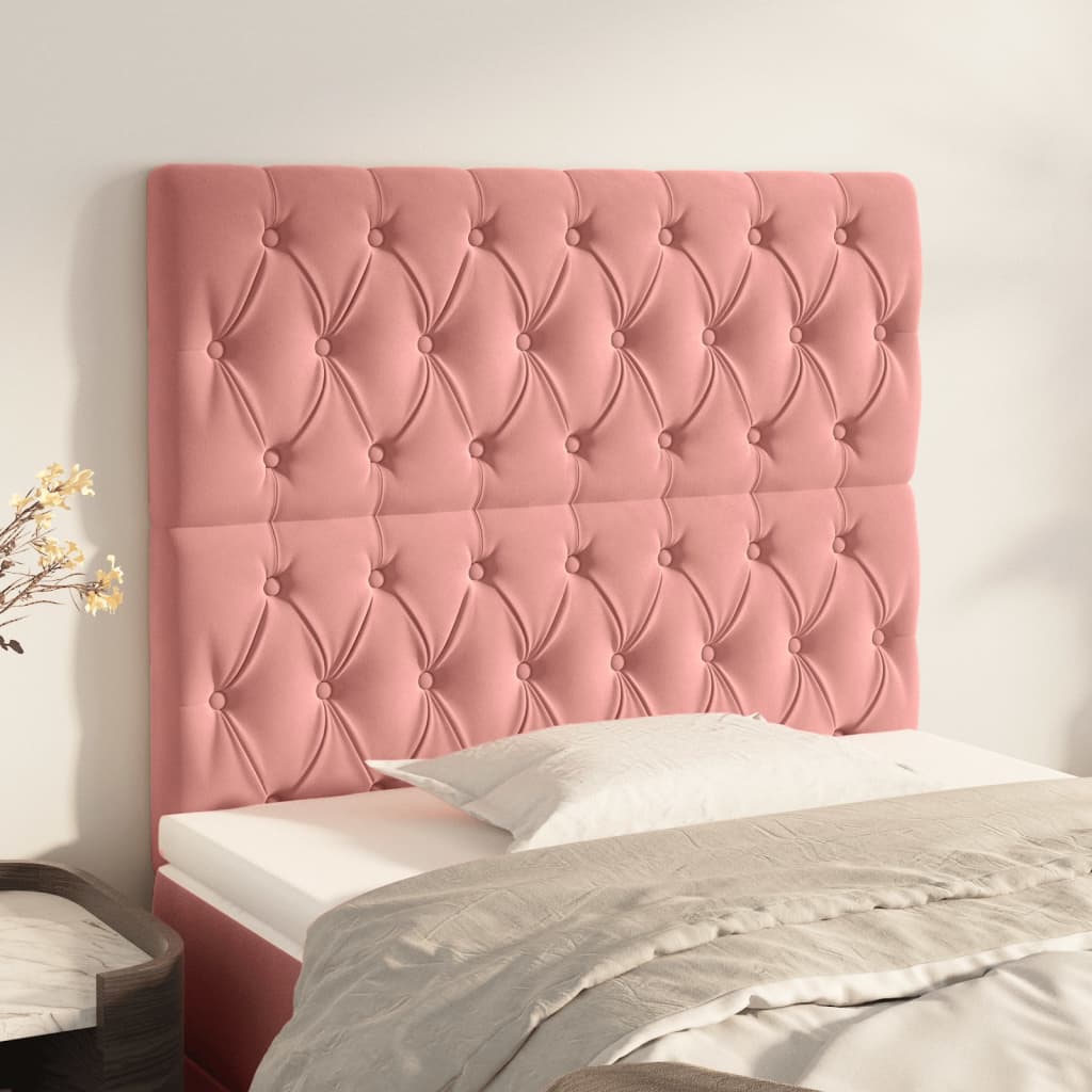 Cabeceira rosa 100x7x118/128 cm veludo