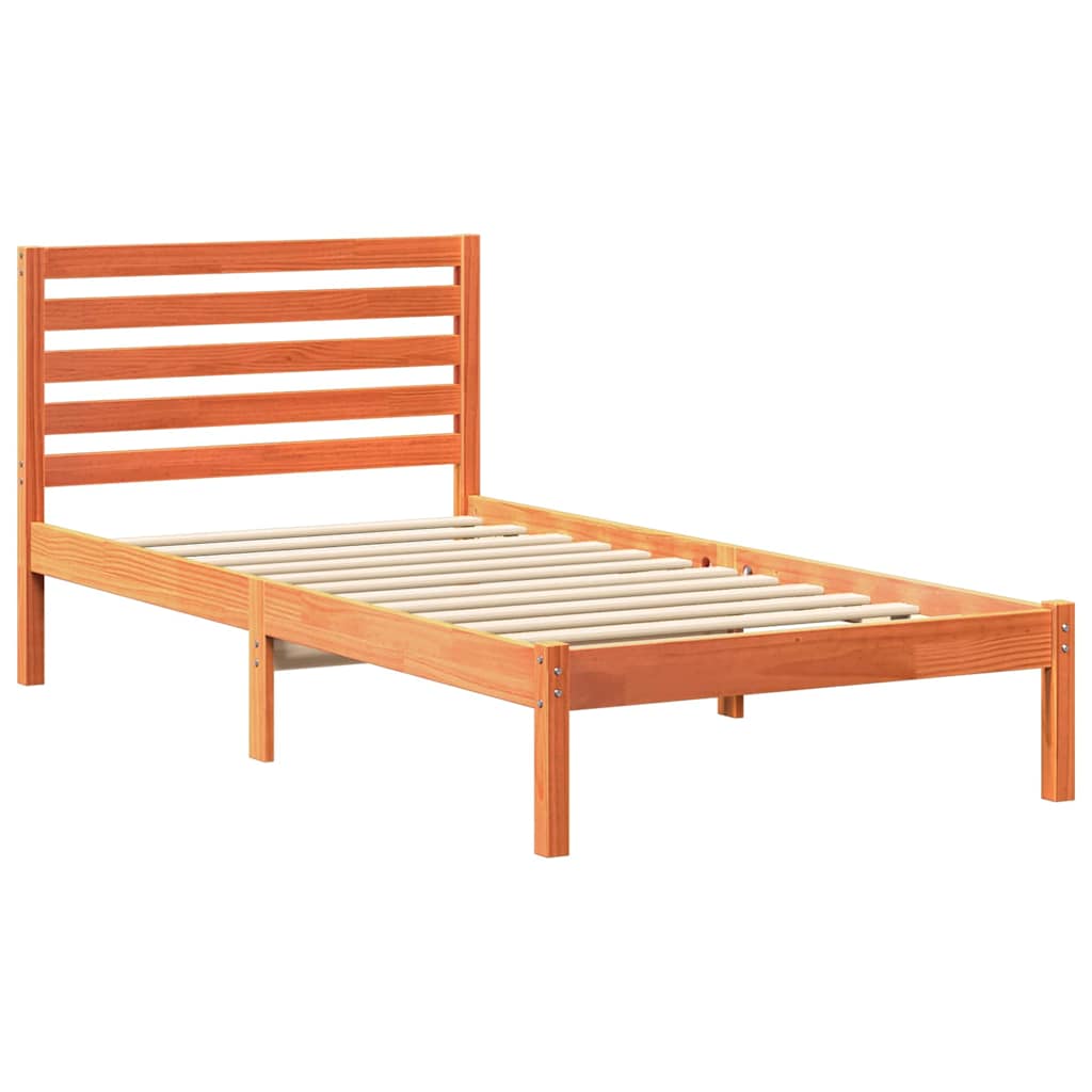 Estrutura da cama com cabeceira marrom cera 80 x 200 cm