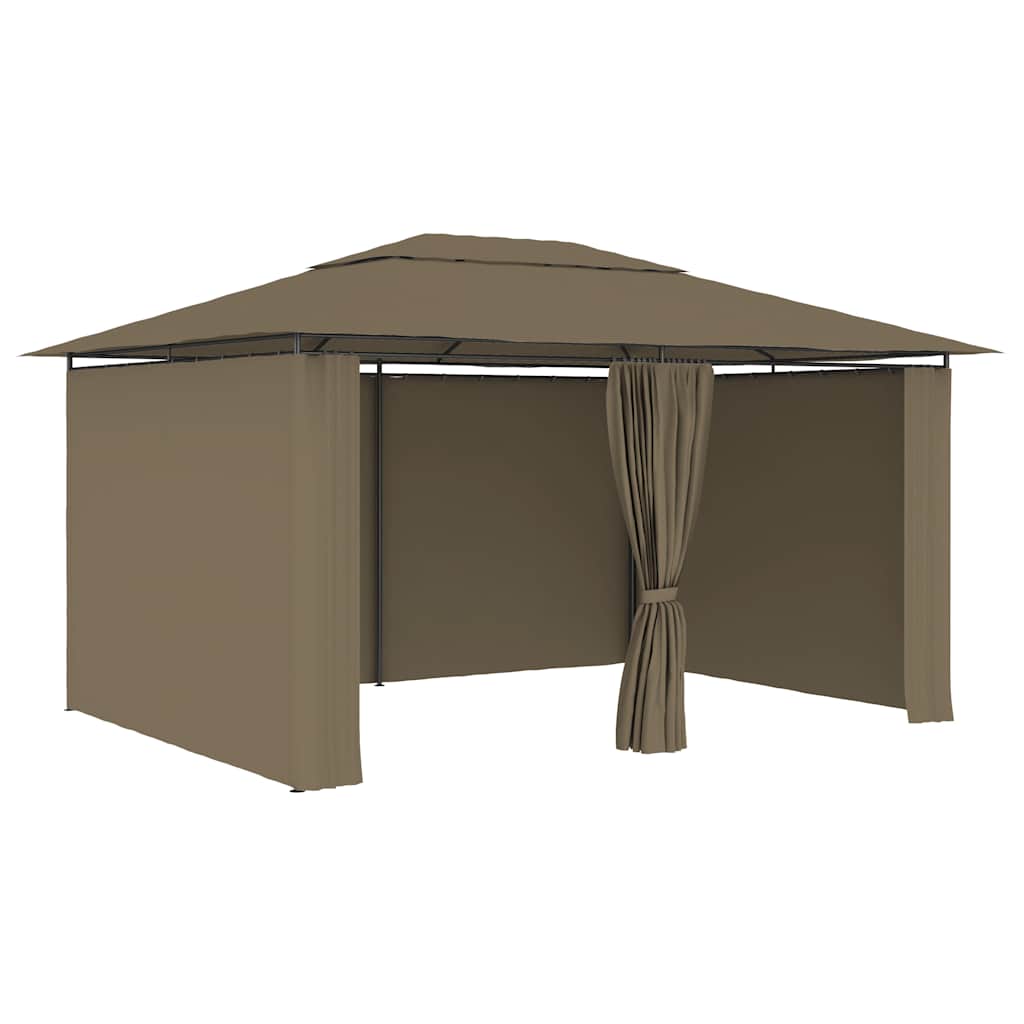 Tenda de jardim com cortinas 4x3m 180 g/m² cinzento-acastanhado